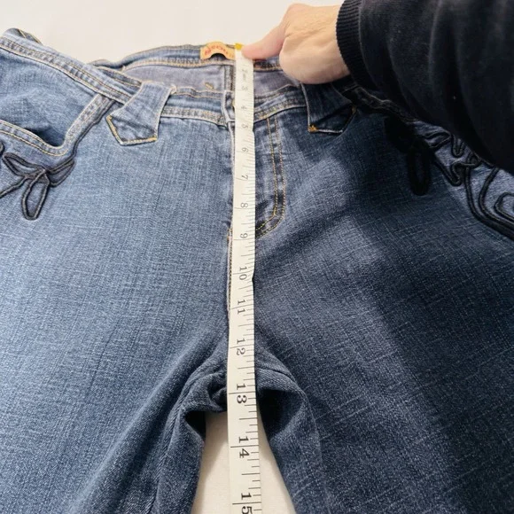 Bsou Jeans Wide Legs Embroidered Legs & Pockets Sz 12 - Picture 14 of 15